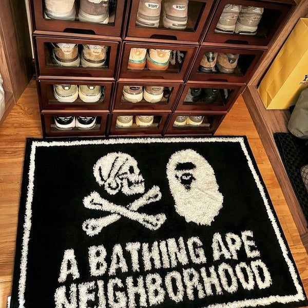 Bathing Ape X Neighborhood Rug Mat Black | ORIGINALFOOK