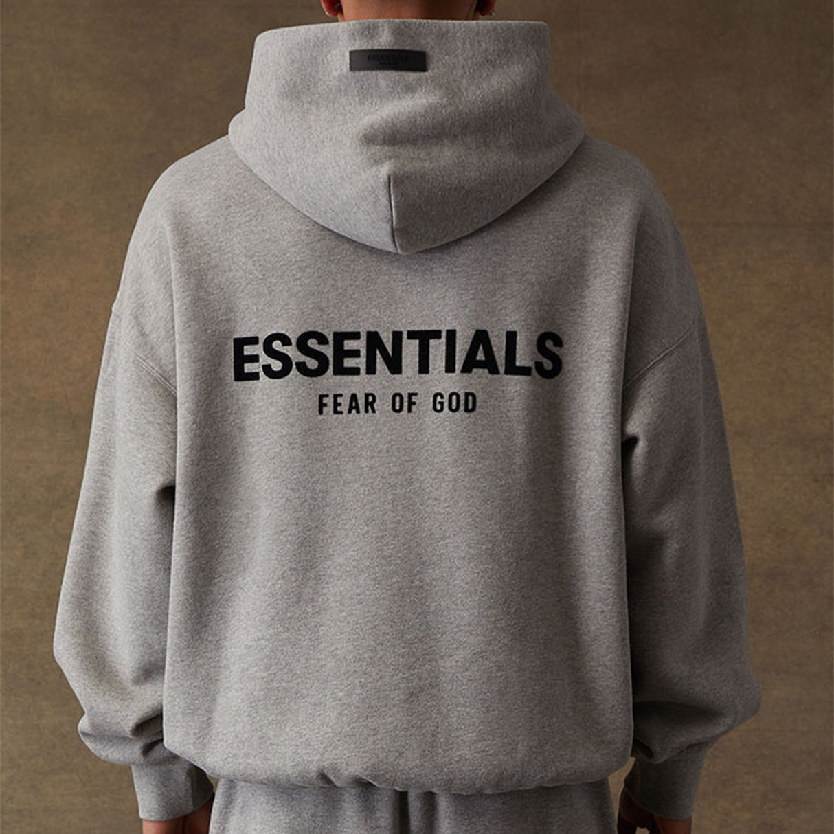 FEAR OF GOD Essentials Felt Logo Hoodie Dark Oatmeal FEAR OF GOD FEAR OF GOD - originalfook singapore