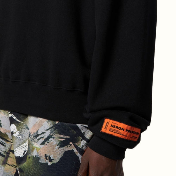 HERON PRESTON Tape Logo Crewneck Sweatshirt Black HERON PRESTON HERON PRESTON - originalfook singapore