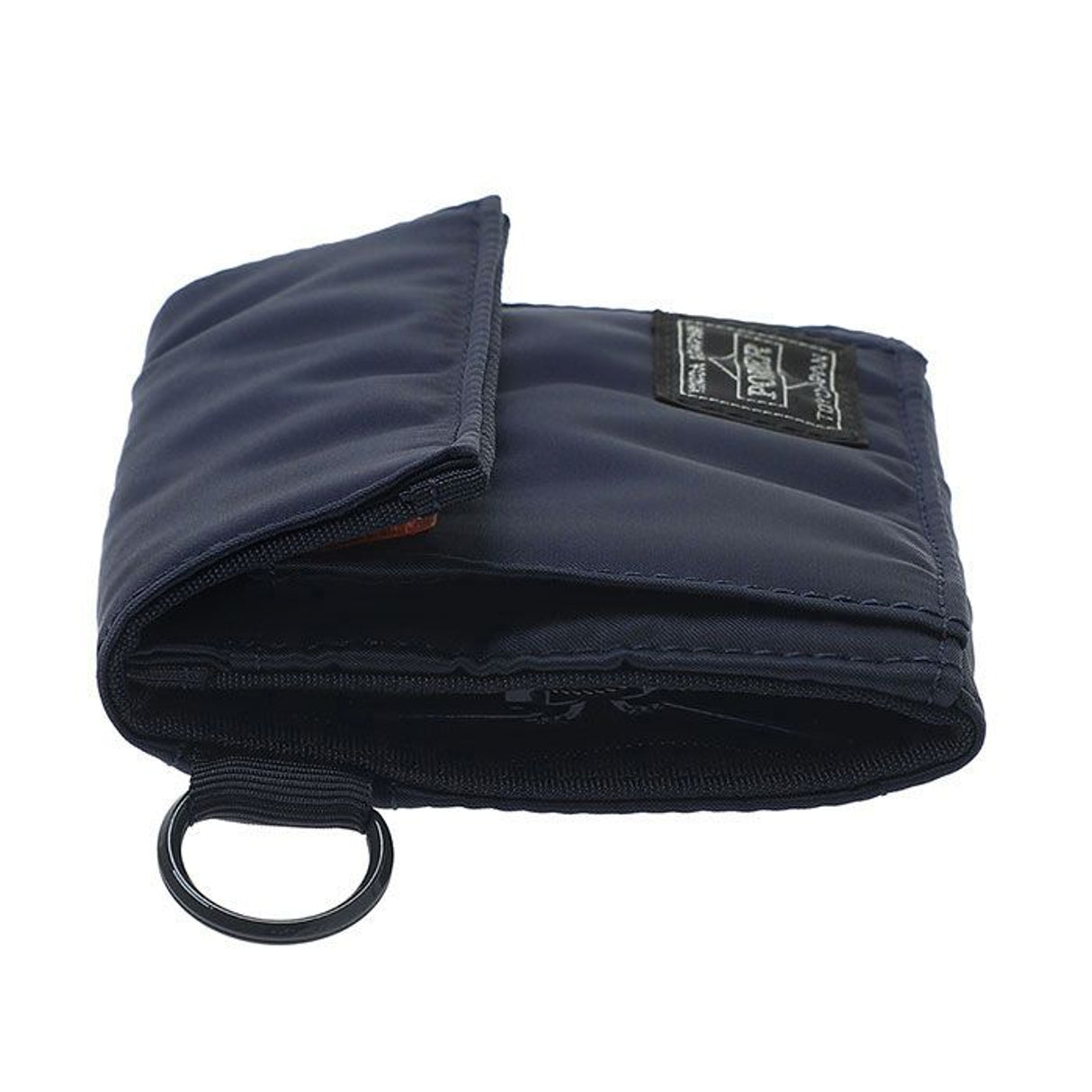 Porter Yoshida Japan Tanker Two-Fold Wallet in Iron Blue, showing the compact bi-fold design and durable fabric material.