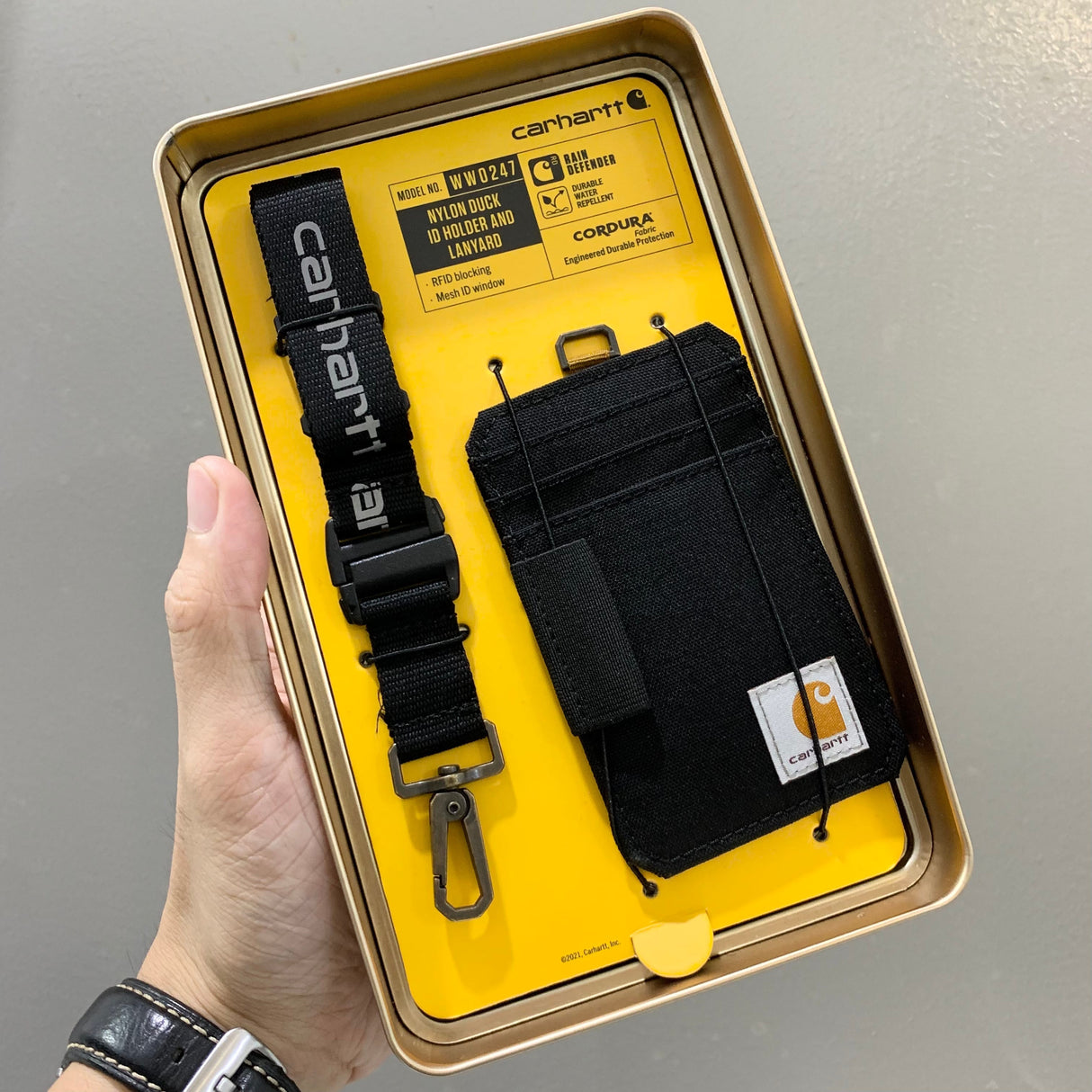 Carhartt USA ID Holder & Lanyard Set With Reflective Logo Black carhartt carhartt - originalfook singapore