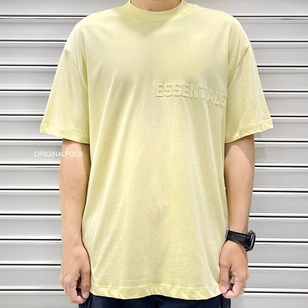 FEAR OF GOD Essentials Felt Logo Tee Canary FEAR OF GOD FEAR OF GOD - originalfook singapore