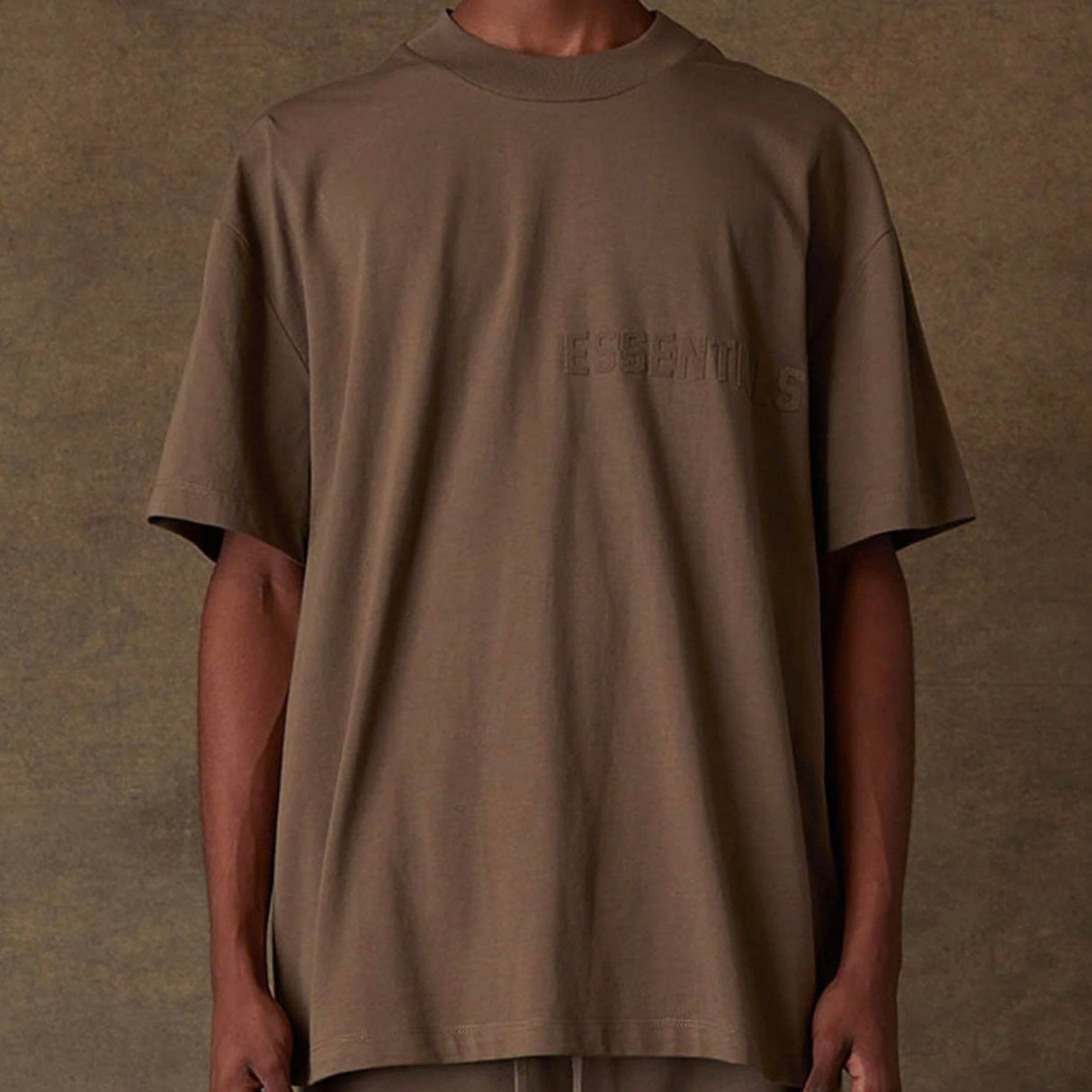 FEAR OF GOD Essentials Felt Logo Tee Wood FEAR OF GOD FEAR OF GOD - originalfook singapore