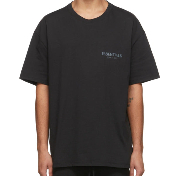 FEAR OF GOD Essentials Reflective Chest Logo Tee Black FEAR OF GOD FEAR OF GOD - originalfook singapore