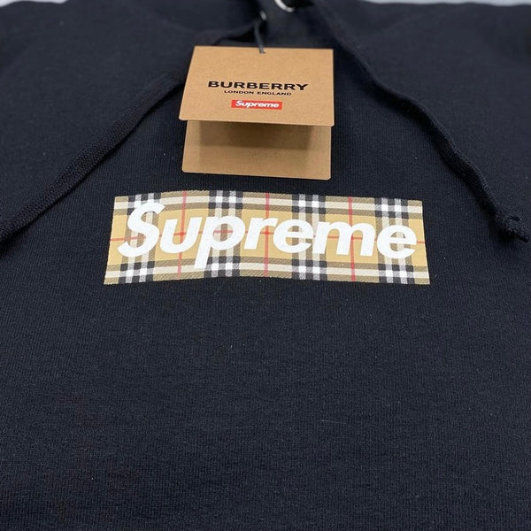 SUPREME X BURBERRY Box Logo Hoodie Black