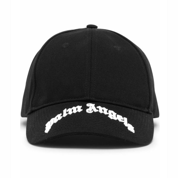 PALM ANGELS Curved Rubberized Logo Baseball Cap Black PALM ANGELS PALM ANGELS - originalfook singapore