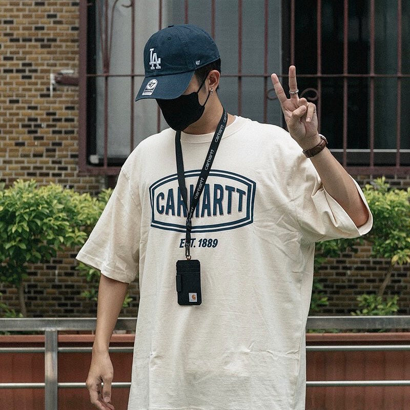 Carhartt USA ID Holder & Lanyard Set With Reflective Logo Black carhartt carhartt - originalfook singapore