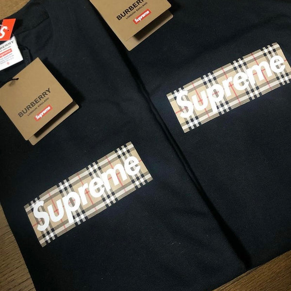 SUPREME X BURBERRY Box Logo Hoodie Black