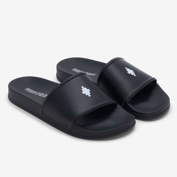 MARCELO BURLON Cross Logo Slides Black MARCELO BURLON MARCELO BURLON - originalfook singapore