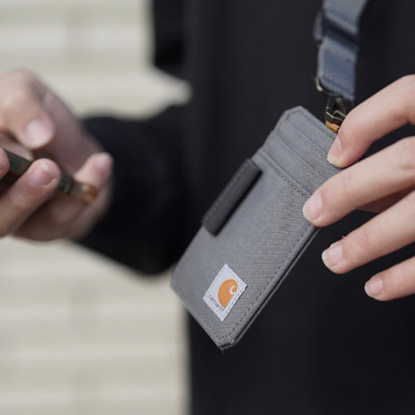 Carhartt USA ID Holder Lanyard Set With Reflective Logo Gravel carhartt carhartt - originalfook singapore