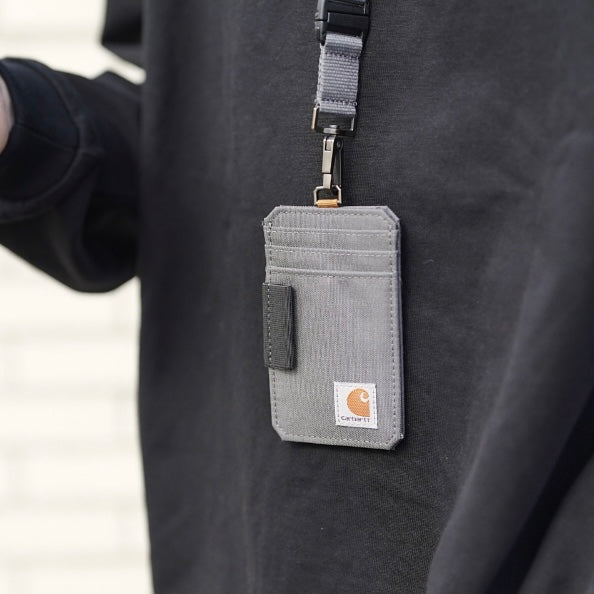 Carhartt USA ID Holder Lanyard Set With Reflective Logo Gravel carhartt carhartt - originalfook singapore