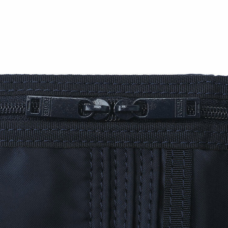 Porter Yoshida Japan Tanker Two-Fold Wallet in iron blue with multiple card slots and fold-over design, accessories by PORTER JAPAN.