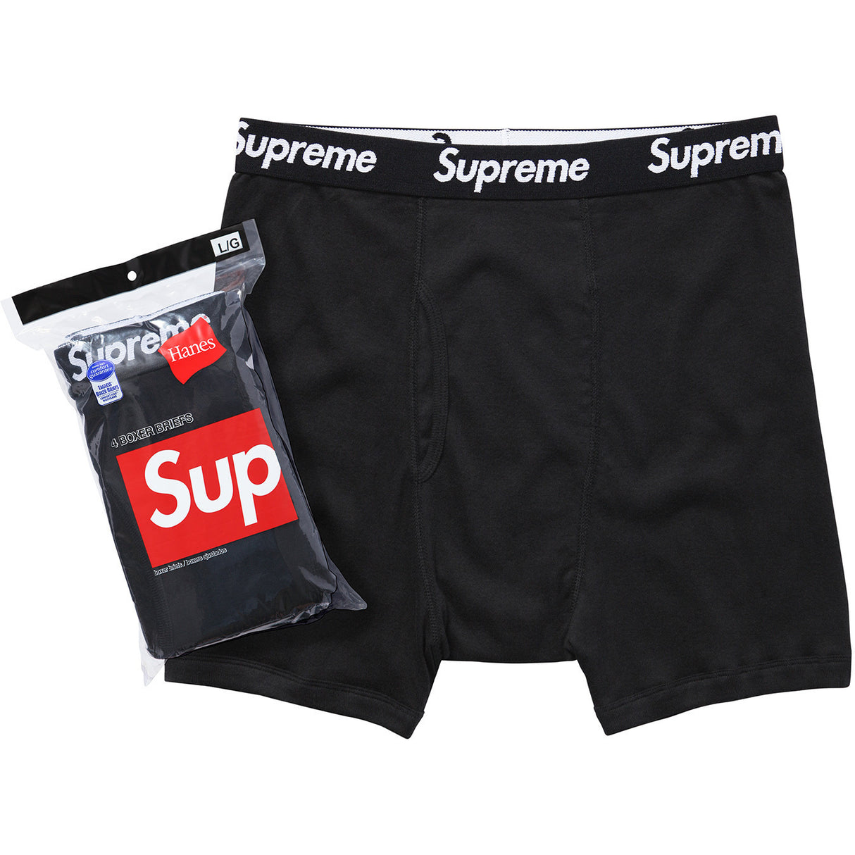 SUPREME X HANES Boxer Briefs Black (Pack of 4) supreme supreme - originalfook singapore
