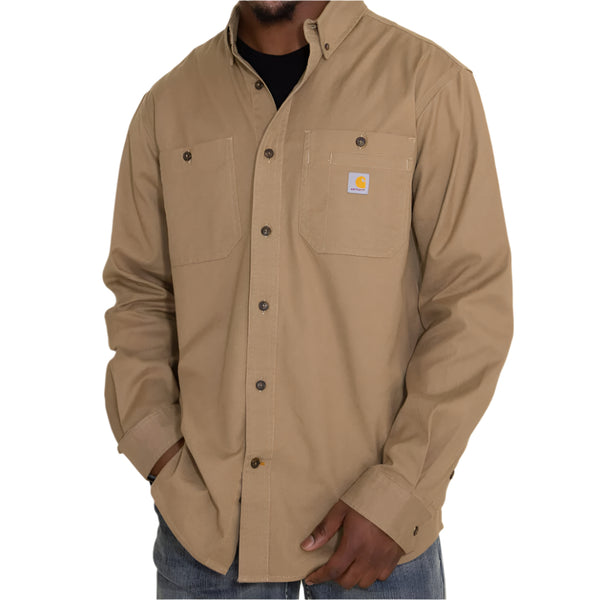 Carhartt Midweight Canvas Long Sleeve Shirt Khaki carhartt carhartt - originalfook singapore