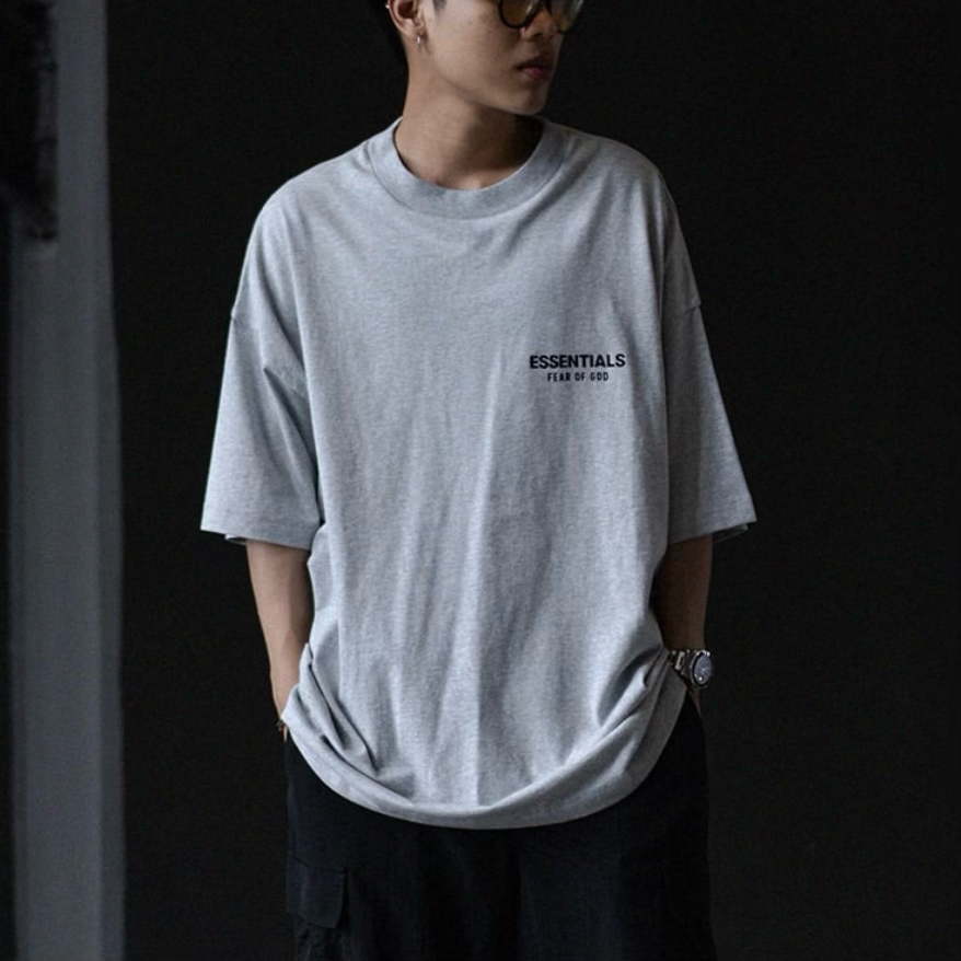 (FINAL SALE) Fear of God Essentials Signature Logo Tee Light Heather