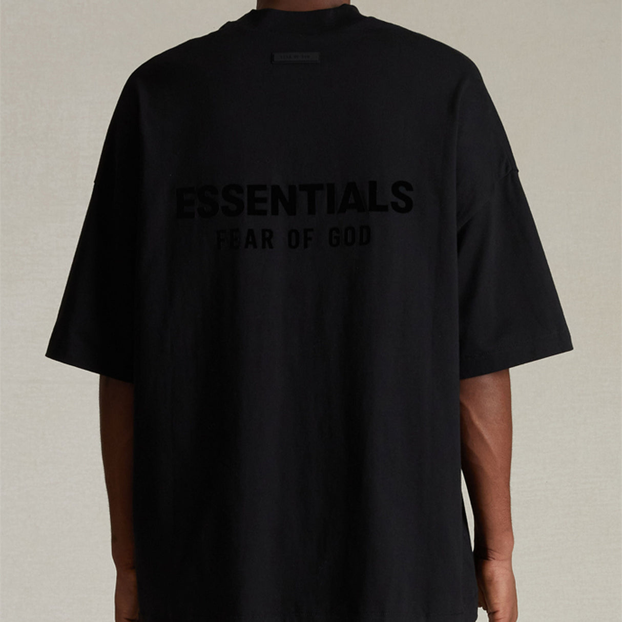 Fear of God Essentials Back Applique V-Neck Tee Black (Oversized)