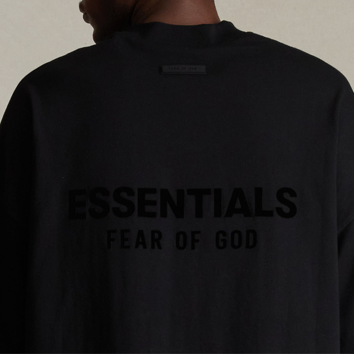 Fear of God Essentials Back Applique V-Neck Tee Black (Oversized)