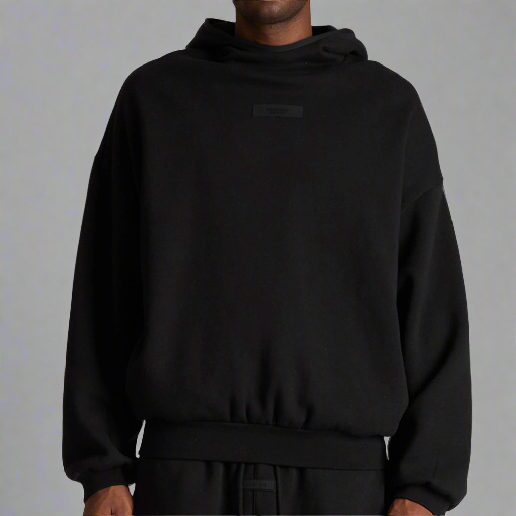 Fear of God Essentials Applique Box Logo Hoodie Black FEAR OF GOD FEAR OF GOD - originalfook singapore