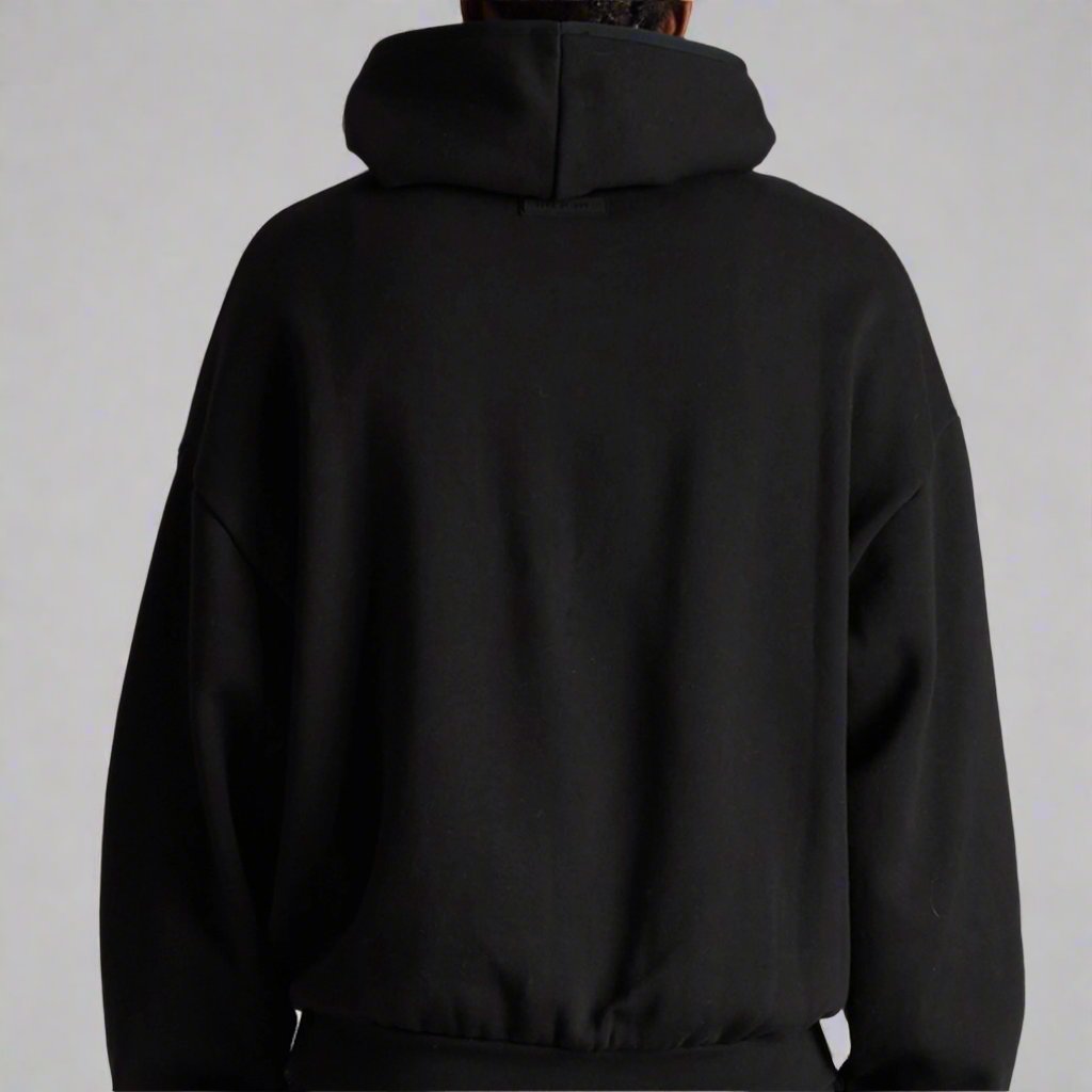 Fear of God Essentials Applique Box Logo Hoodie Black FEAR OF GOD FEAR OF GOD - originalfook singapore
