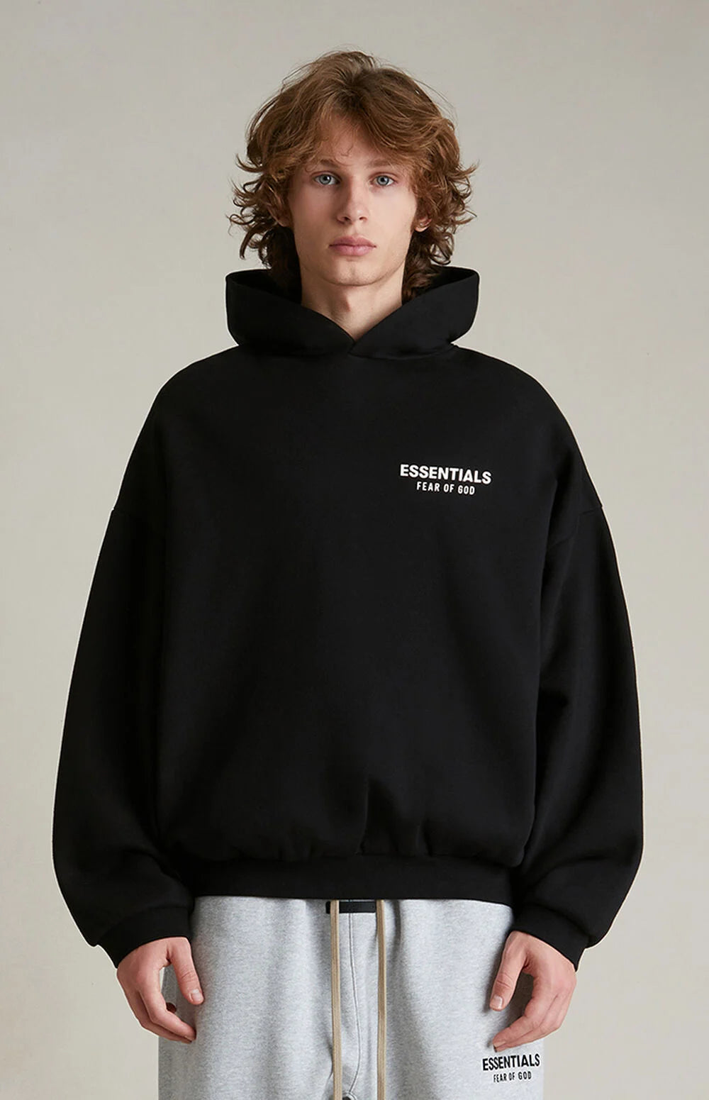 FEAR OF GOD Essentials Signature Logo Black Hoodie