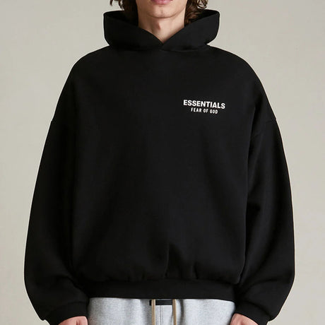 Fear Of God Essentials Signature Logo Black Hoodie