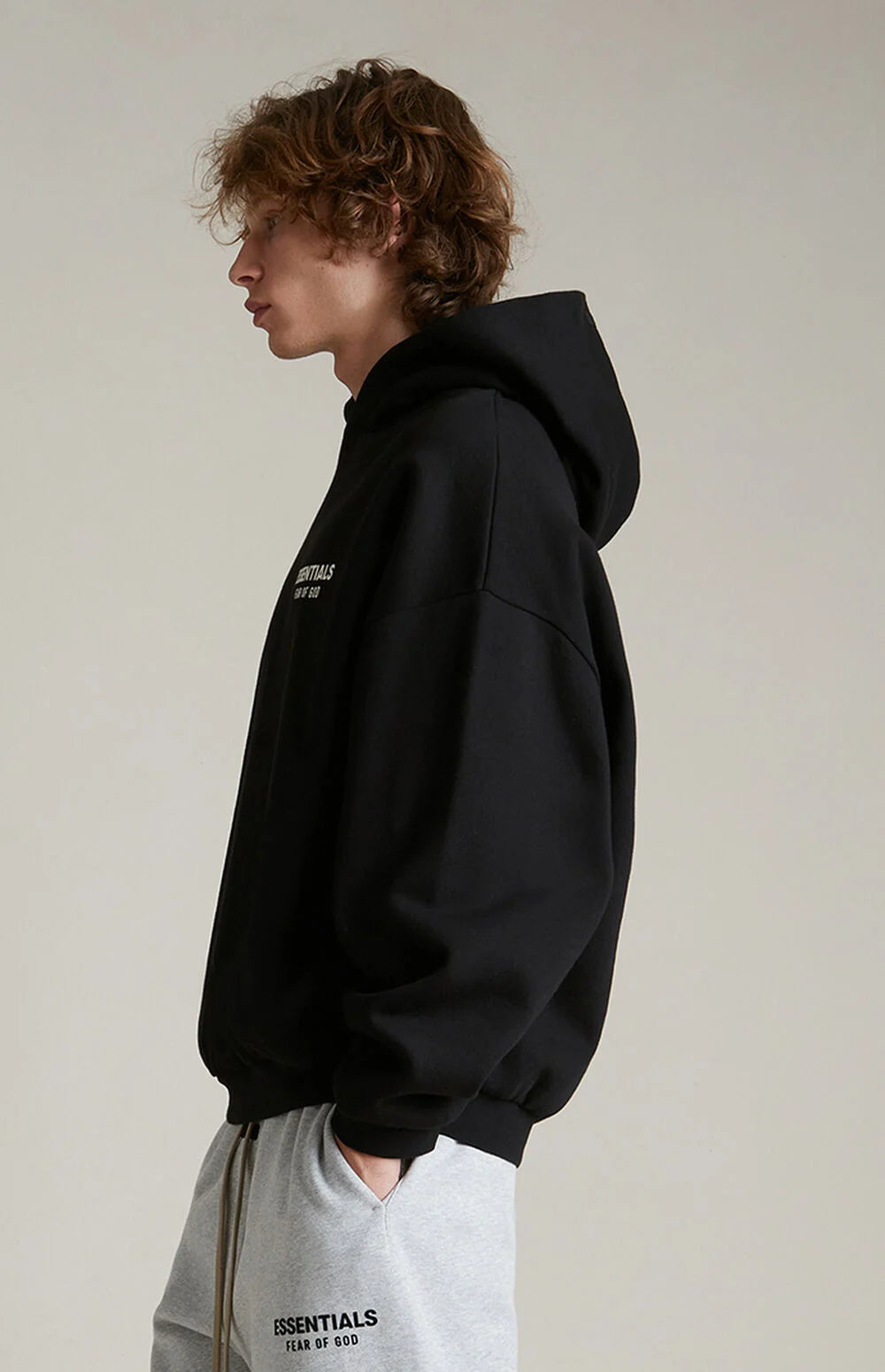 FEAR OF GOD Essentials Signature Logo Black Hoodie
