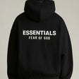 Fear Of God Essentials Signature Logo Black Hoodie - ORIGINALFOOK