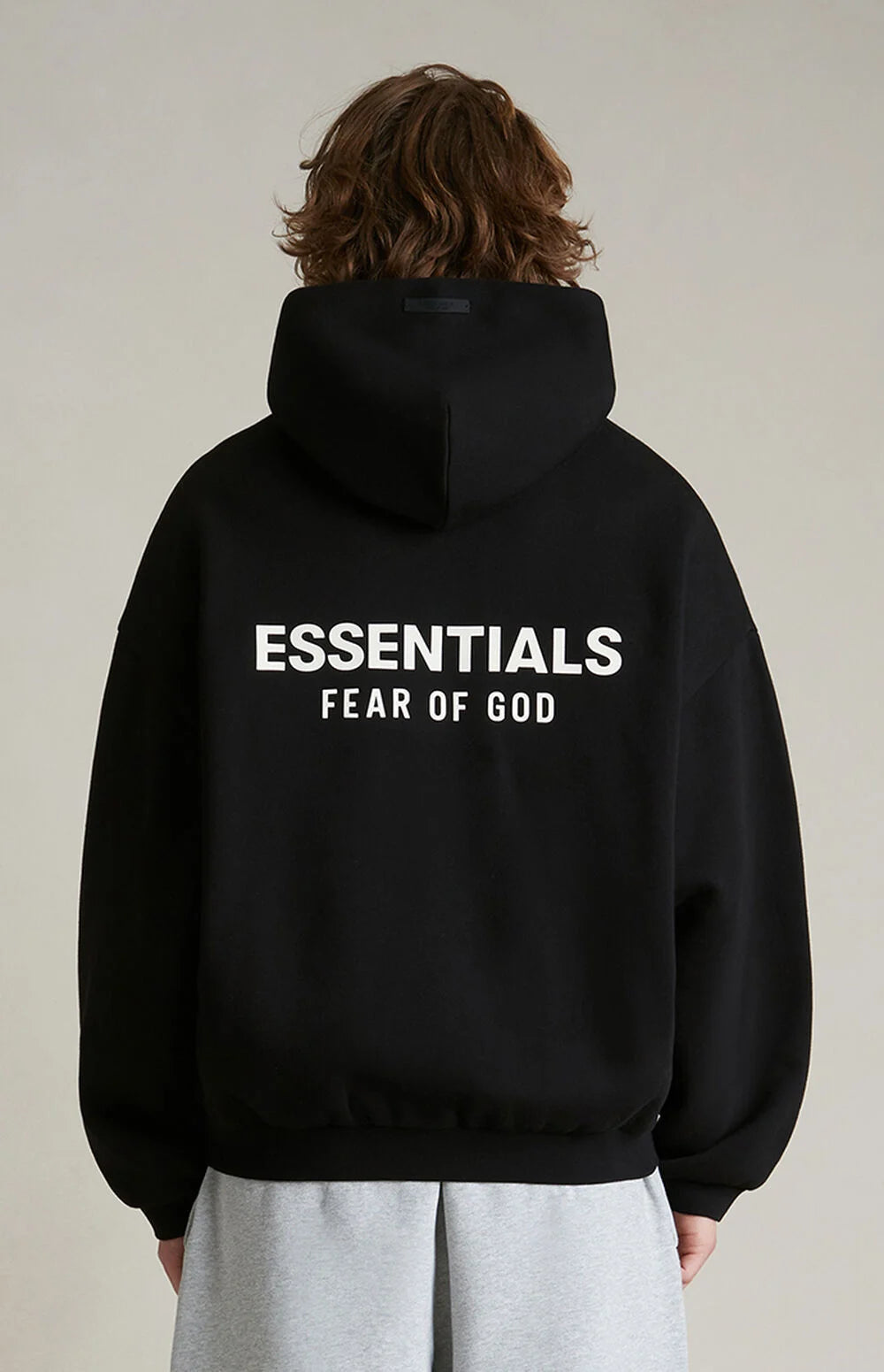 FEAR OF GOD Essentials Signature Logo Black Hoodie