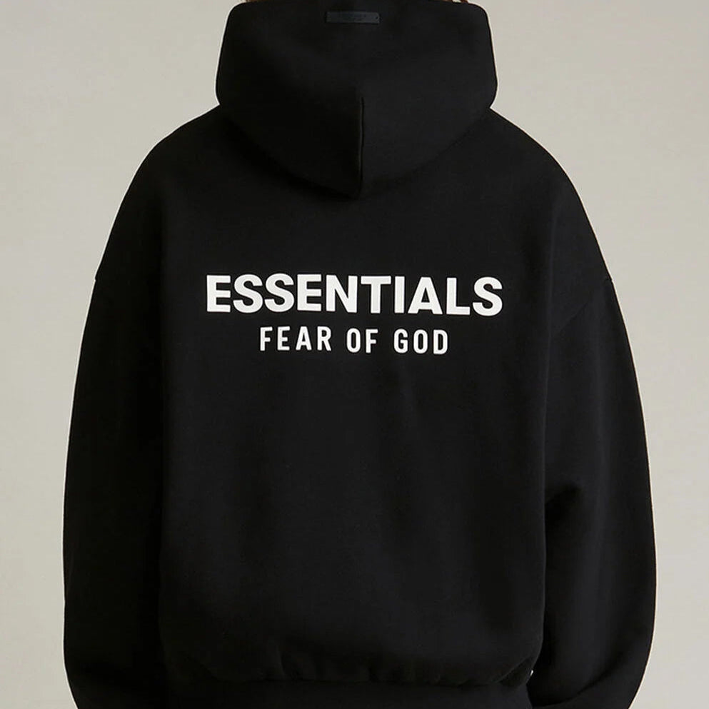 Fear of God Essentials ロゴ フーディー FEAR OF GOD ESSENTIALS ESSENTIAL HOODIE - JET BLACK – Zeuskicks