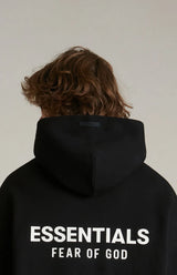 FEAR OF GOD Essentials Signature Logo Black Hoodie
