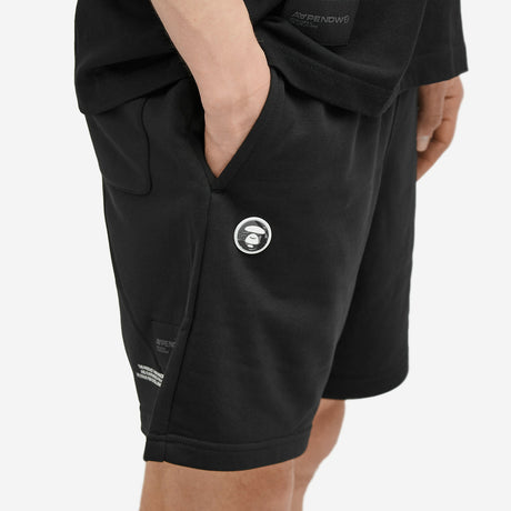 AAPE By Bathing Ape Badge French Terry Sweat Shorts Black [673] BATHING APE BATHING APE - originalfook singapore