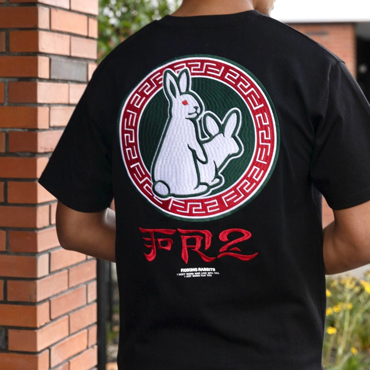 FR2 Fxxking Rabbits Round Logo Embroidery Tee Black FR2 FR2 - originalfook singapore