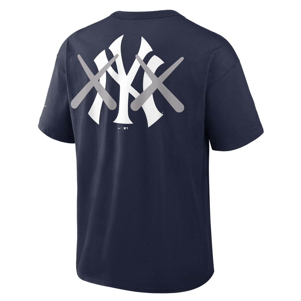 Navy KAWS X Nike men's MLB Elevated Max 90 tee featuring graphic design, casual apparel by HUMAN MADE.