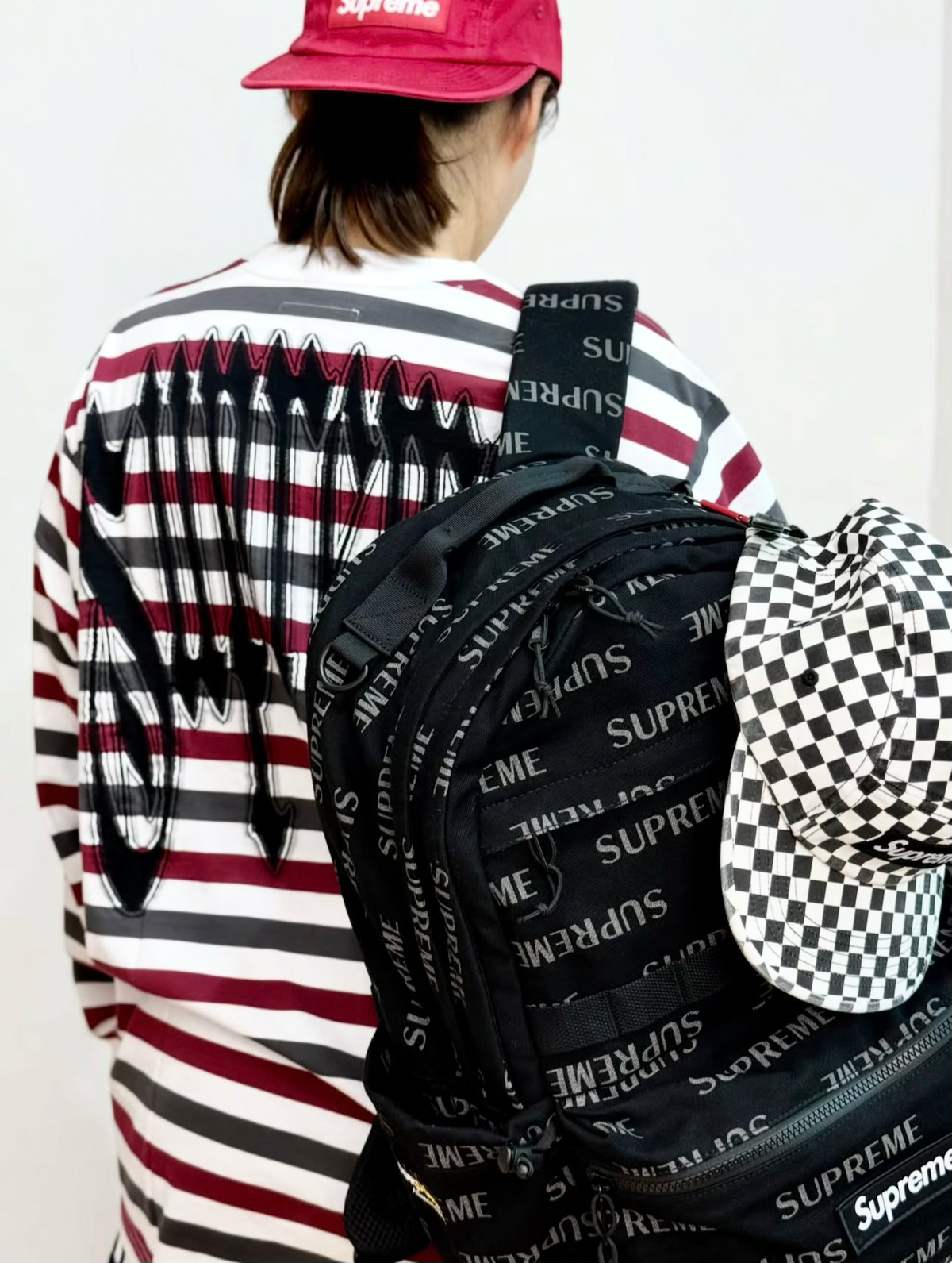 Supreme Reflective Monogram Logo Backpack Black