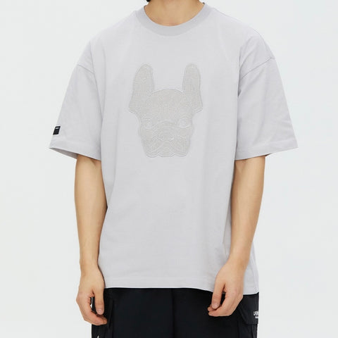 LifeWork Lace Applique Bulldog Tee Grey