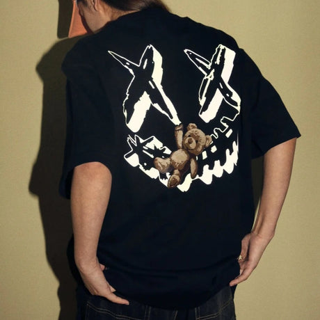 Rickyisclown [RIC] Reflective Teddy Bear Smiley Tee Black [R17230725Q-W9] RICKYISCLOWN RICKYISCLOWN - originalfook singapore