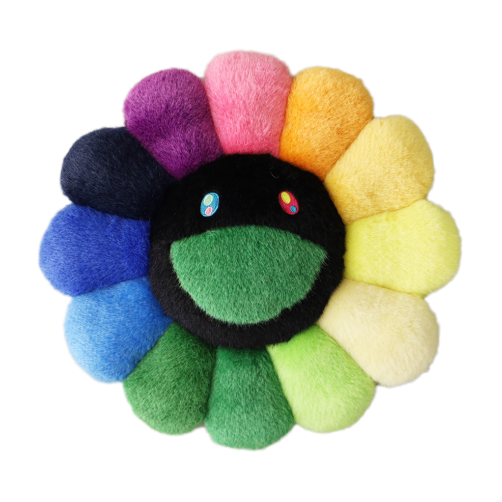 Takashi Murakami Kaikai Kiki Flower Plush Cushion Rainbow & Black (30cm) TAKASHI MURAKAMI TAKASHI MURAKAMI - originalfook singapore