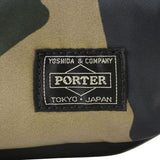 Porter Yoshida Japan Counter Shade large waist bag in camouflage with adjustable strap and multiple compartments.