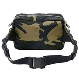 Porter Yoshida Japan Counter Shade large waist bag in camouflage with multiple compartments and adjustable strap.