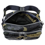 Porter Yoshida Japan Counter Shade Large Waist Bag in camouflage fabric, featuring multiple compartments and adjustable strap.