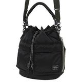 Black Porter Yoshida Japan Tanker 2-Way Tool Bag with multiple compartments and sturdy handles, designed for versatile tool storage.