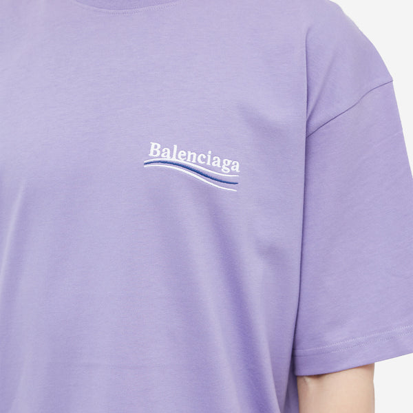 Balenciaga Political Campaign Embroidery Oversized Tee Light Purple BAL BAL - originalfook singapore