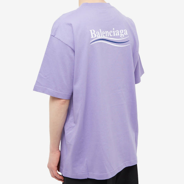 Balenciaga Political Campaign Embroidery Oversized Tee Light Purple BAL BAL - originalfook singapore