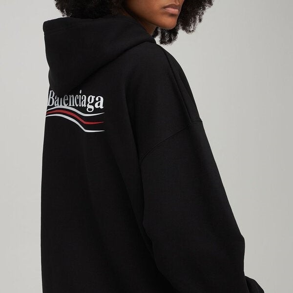 Balenciaga Political Campaign Embroidery Logo Hoodie Black BAL BAL - originalfook singapore