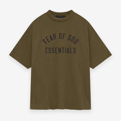 FEAR OF GOD Essentials Collegiate Logo Tee Olive FEAR OF GOD ESSENTIALS FEAR OF GOD ESSENTIALS - originalfook singapore