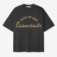 Fear of God Essentials Training 90s Heavyweight Tee in faded iron grey, short sleeve casual t-shirt with logo detail.