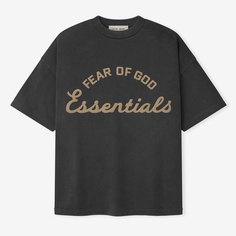 Fear of God Essentials Training 90s Heavyweight Tee in faded iron grey, short sleeve casual t-shirt with logo detail.