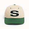 Stussy Chenille S Cap in sand color, casual headwear with embroidered logo, made of soft chenille fabric.