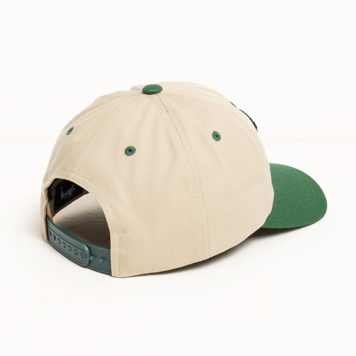 Stussy Chenille S Cap in sand color, casual headwear with embroidered logo, made by Stussy.