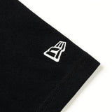 Mastermind Japan X New Era oversized black T-shirt, casual apparel with bold branding and relaxed fit, front view.